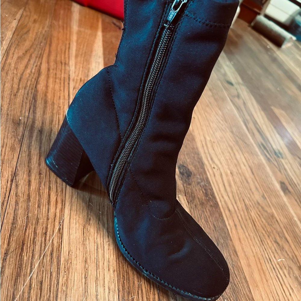 High Lights Black Stretch Sock Boots Women’s 9M – 3” Block Heel - Picture 6 of 13